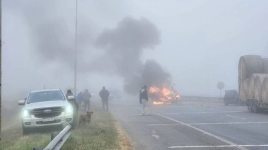 Un banco de niebla provocó un cuádruple choque en la Ruta 2: hay 4 heridos